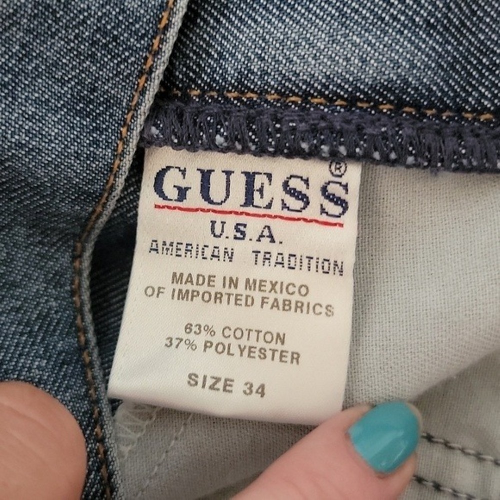 Guess Jeans Sweet Summer Western Front Slit Denim Jean Skirt size 34 Y2K Blue - Picture 8 of 8